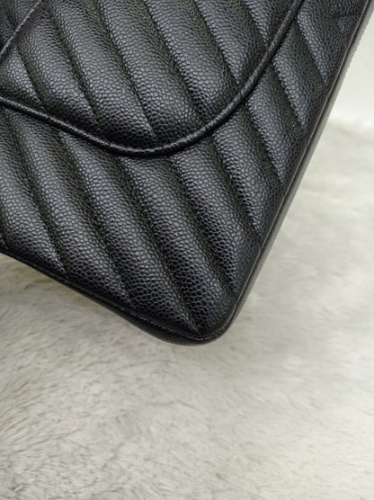 Chanel Medium Chevron Caviar Black GHW DF #30