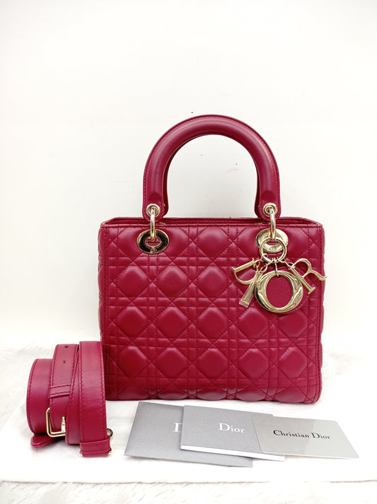 Lady Dior Medium Lamb Wine GHW 2017