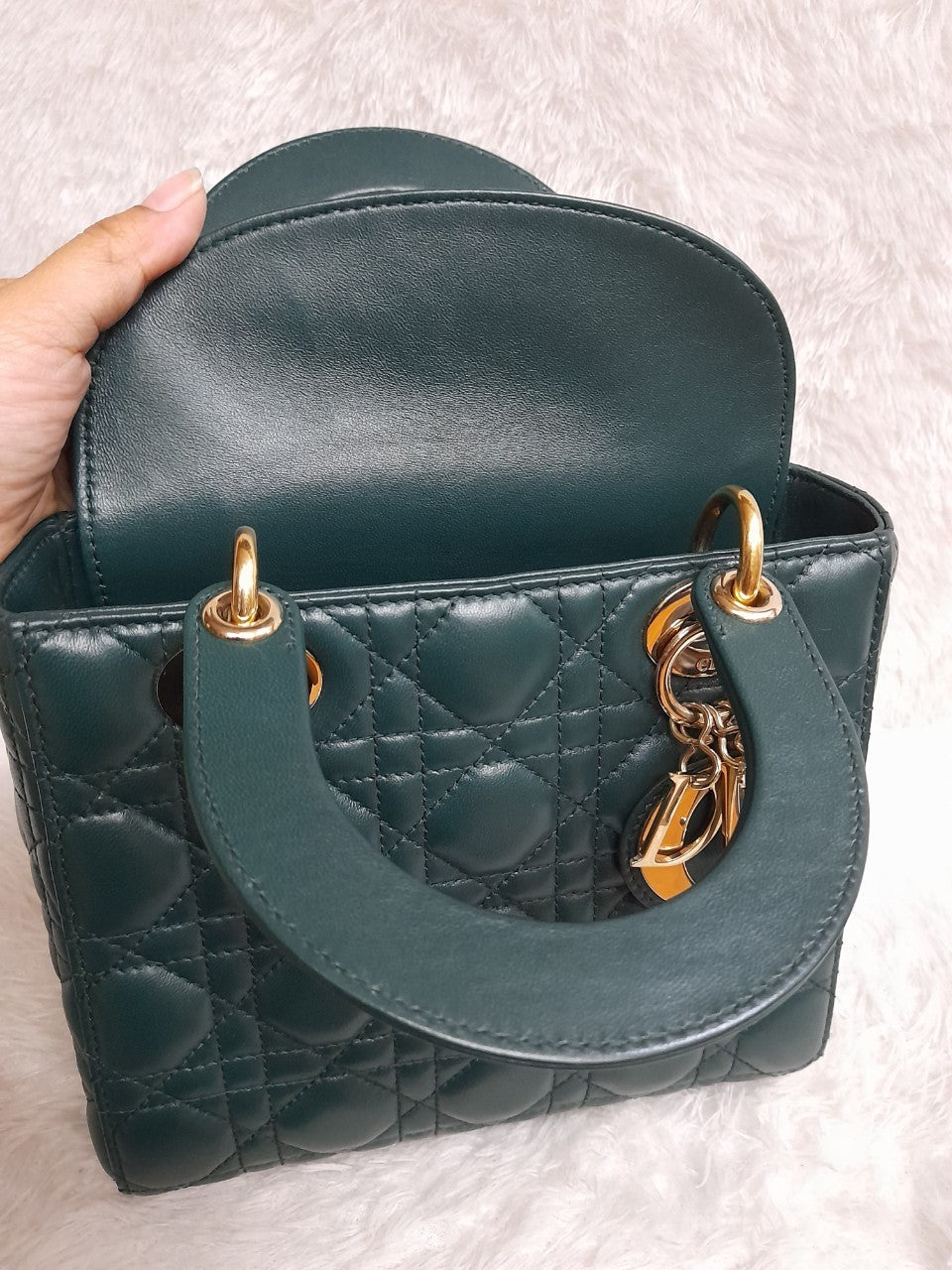 Lady Dior Small Lamb Dark Green GHW 2018