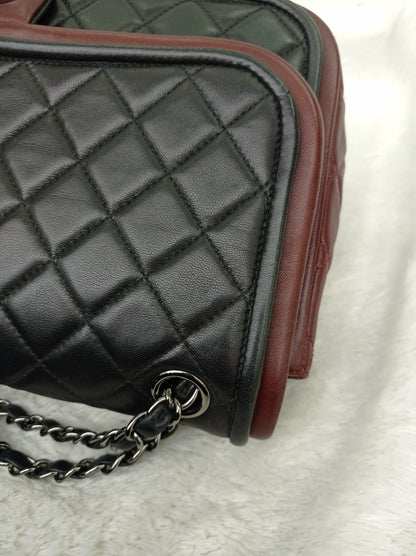 Chanel Twist Flap Large Lamb Black Burgundy SHW #18