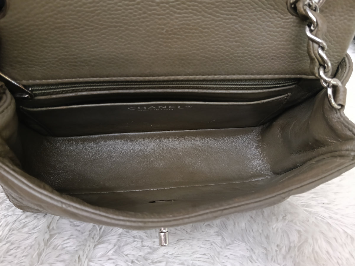 Chanel Mini Rectangular Caviar Khaki SHW SF #17