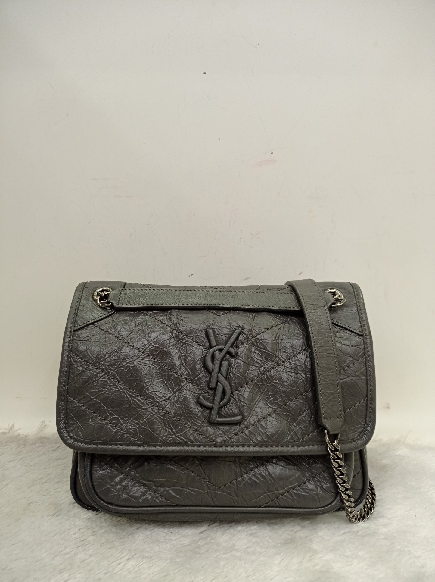 YsL Niki Baby Calfskin Grey RHW 2018