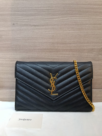 YsL WOC 22 Matelasse Monogramme Grained Black GHW 2018
