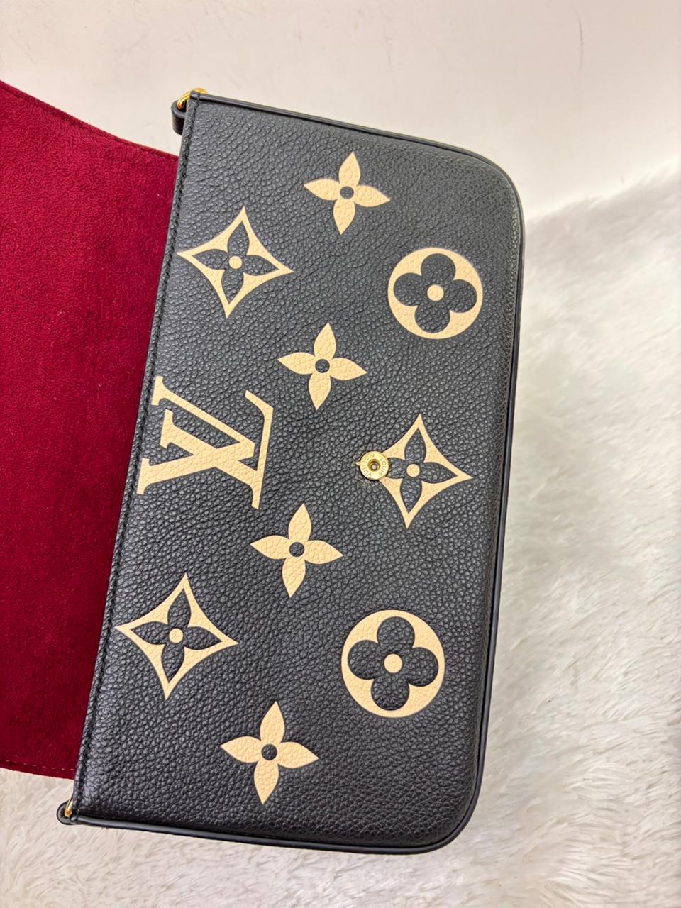 LV Pochette Felicie Monogram Empreinte Noir Beige (CHIP)