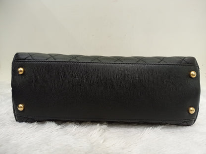 Chanel Coco Handle Medium Caviar Black Handle Lizard GHW #23