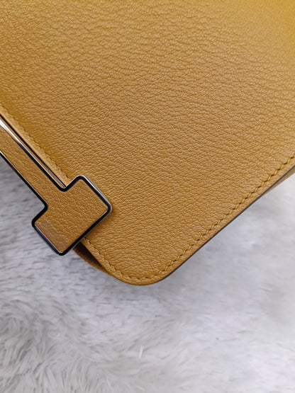 Hermes Geta Chevre Mysore Sangle Caramel PHW #B