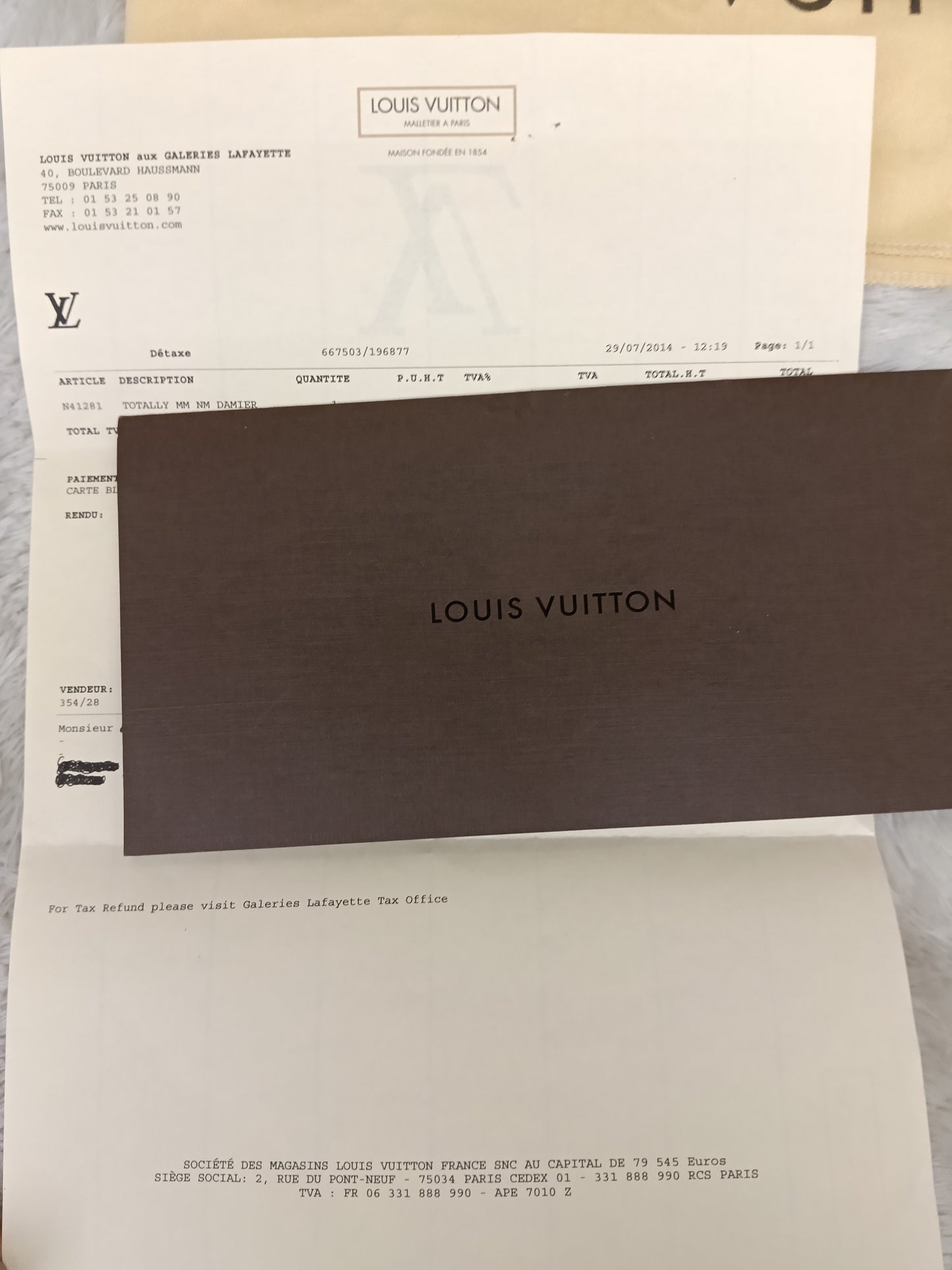 LV Totally MM NM Damier 2014