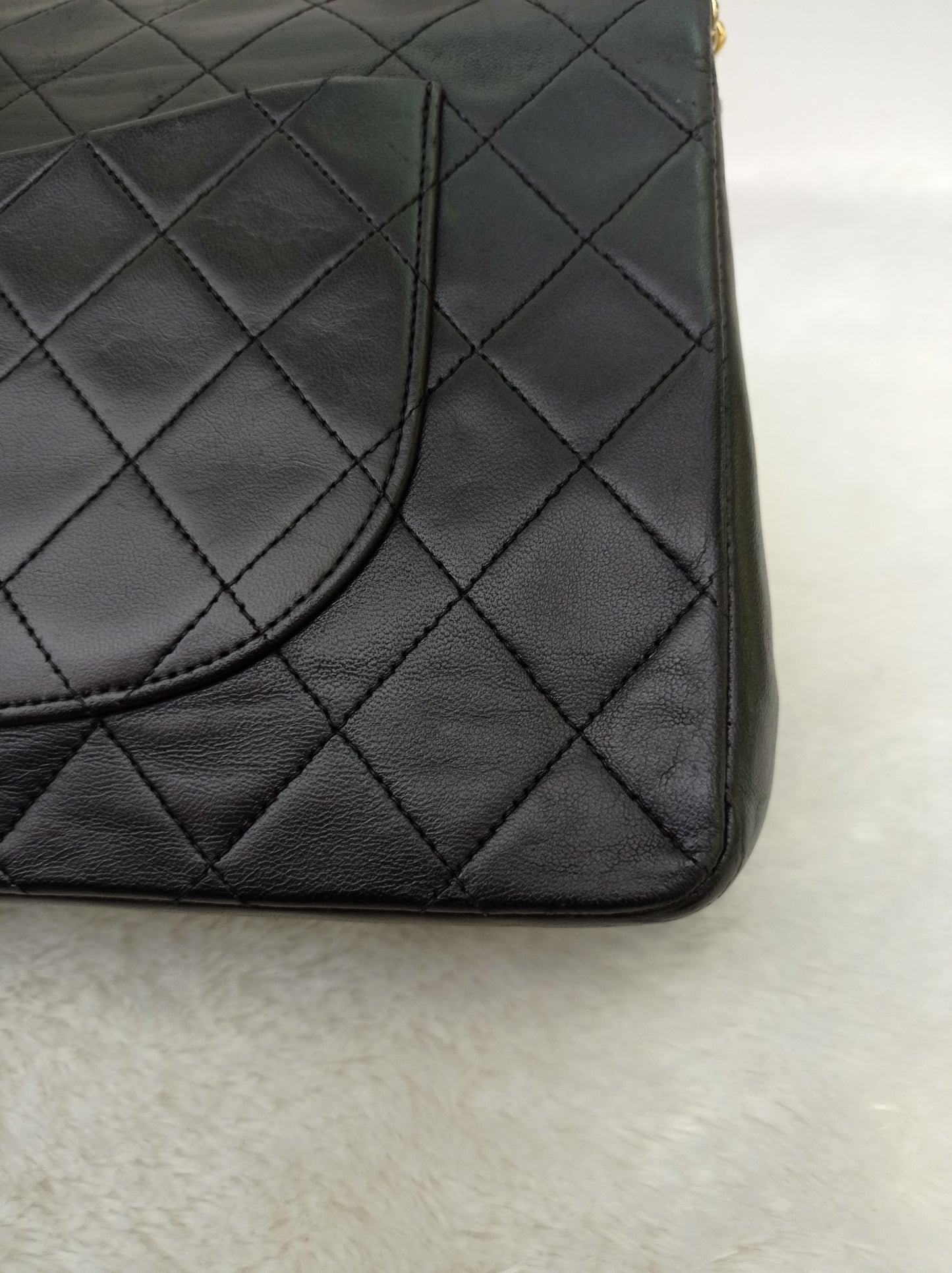 Chanel Medium Lamb Black Vintage GHW DF #0