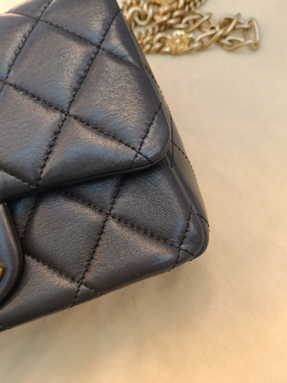 Chanel Seasonal Mini Flap Crush on Chain Calfskin Grey GHW (CHIP)
