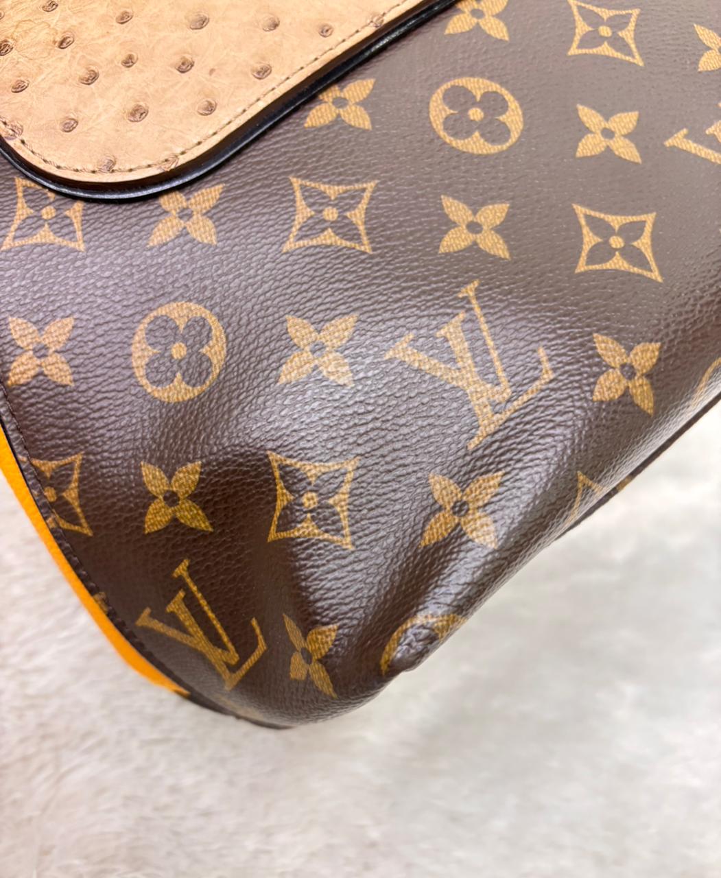 LV Majestueux PM Monogram Exotique Ostrich Lizard Ocre 2013