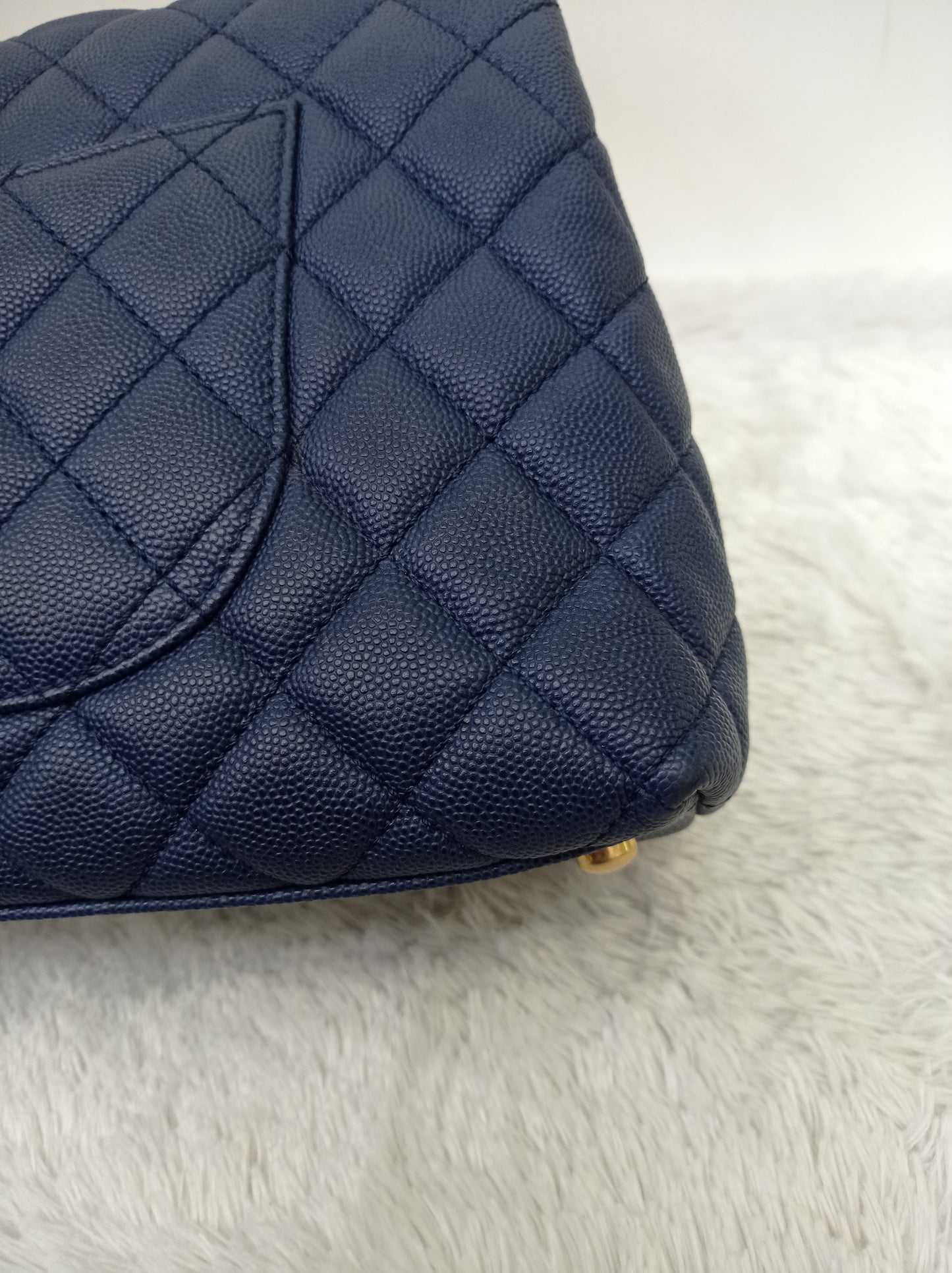 Chanel Coco Handle Medium Caviar Blue Handle Lizard GHW #24