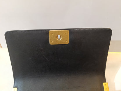 Chanel Boy 25 Crumpled Goatskin Black Gold GHW #26