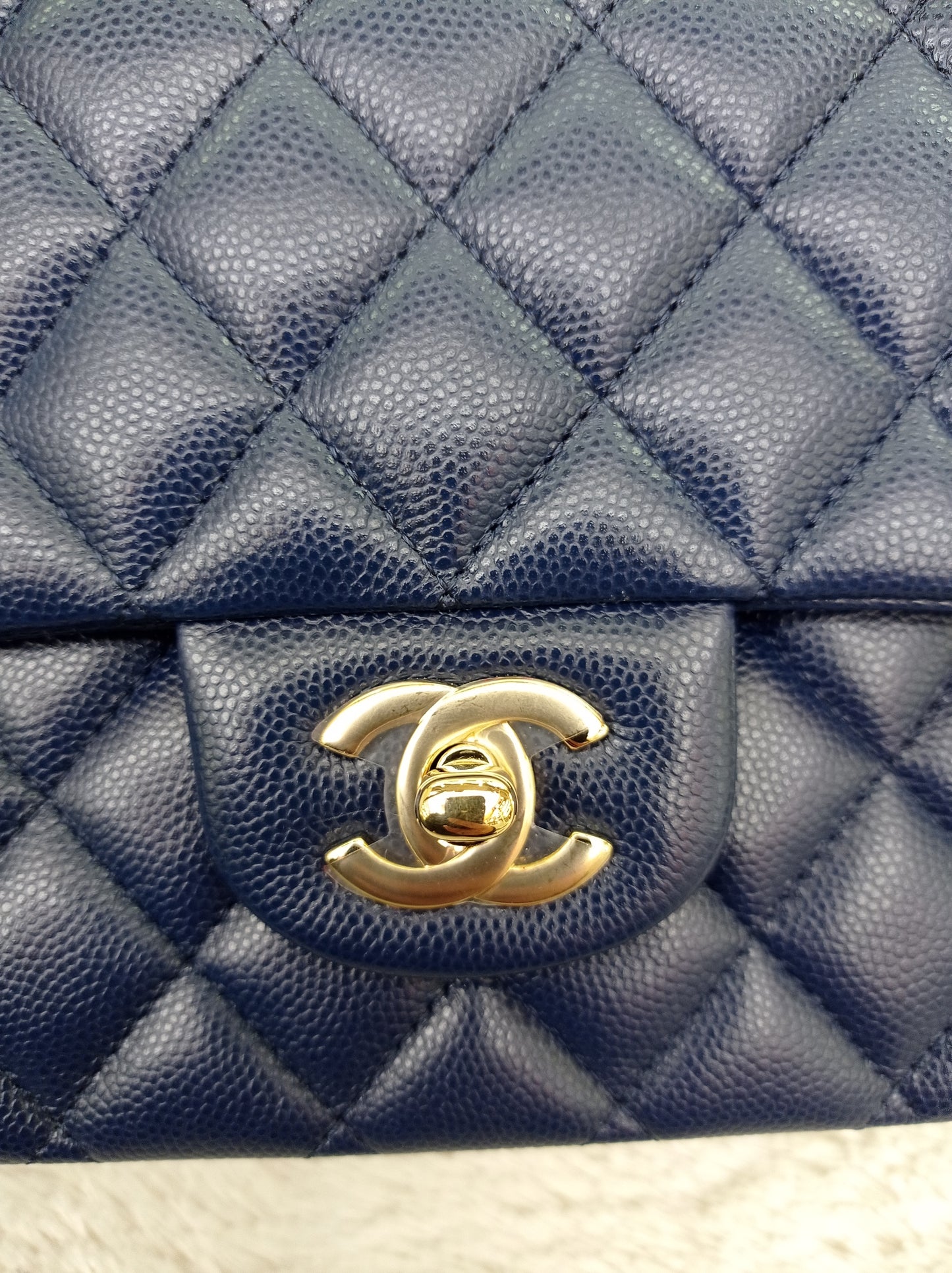 Chanel Medium Caviar Dark Blue GHW DF #24
