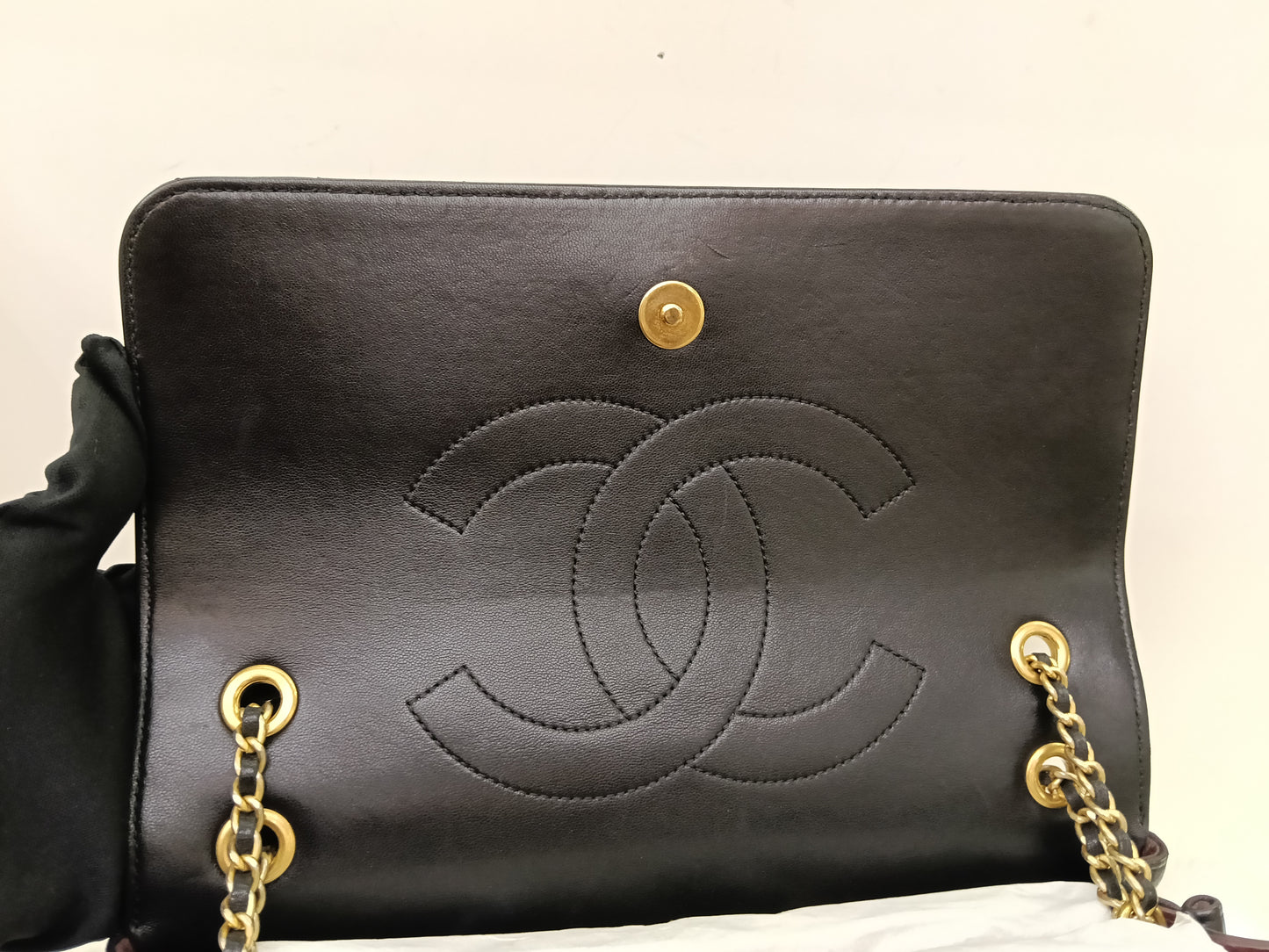 Chanel Jumbo Diagonal Flap Lamb Black GHW #21