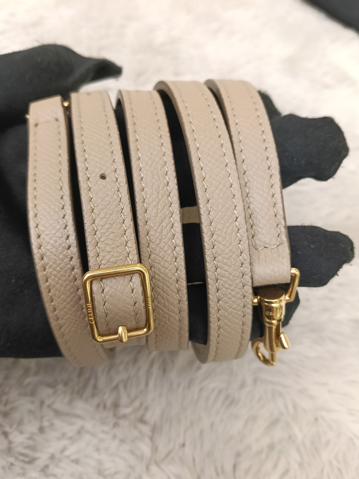 Celine Pico Belt Grained Light Taupe GHW 2020