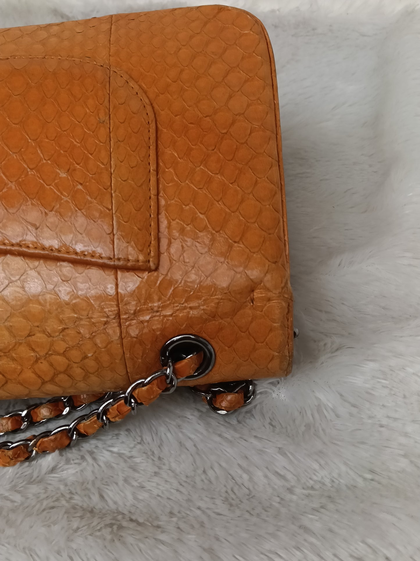 Chanel Medium Exotic Python Orange RHW DF #19
With holo, holo checker, dustbag