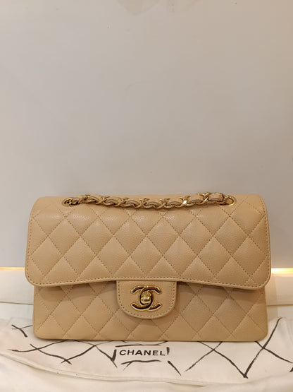 Chanel Small Caviar Beige GHW DF (CHIP)