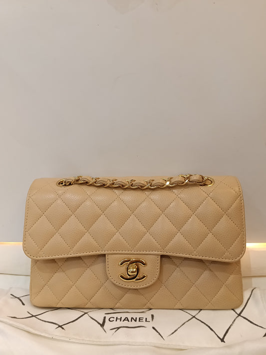 Chanel Small Caviar Beige GHW DF (CHIP)
