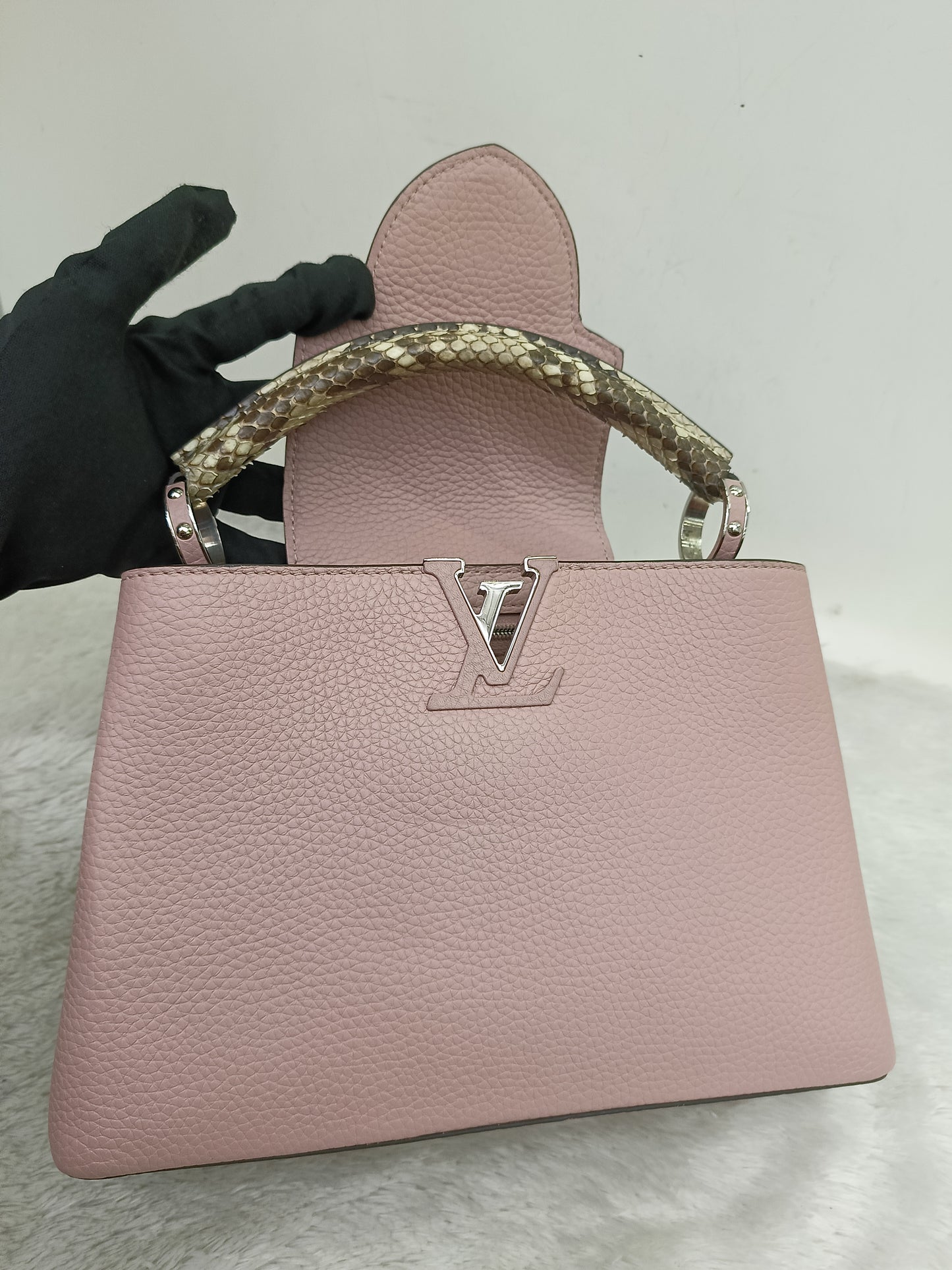 LV Capucines BB Taurillon Magnolia Handle Python 2016
