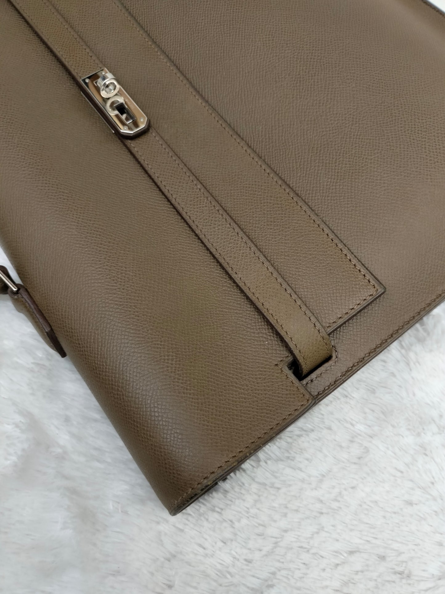 Hermes Kelly Depeches Briefcase Epsom Etoupe PHW #K square