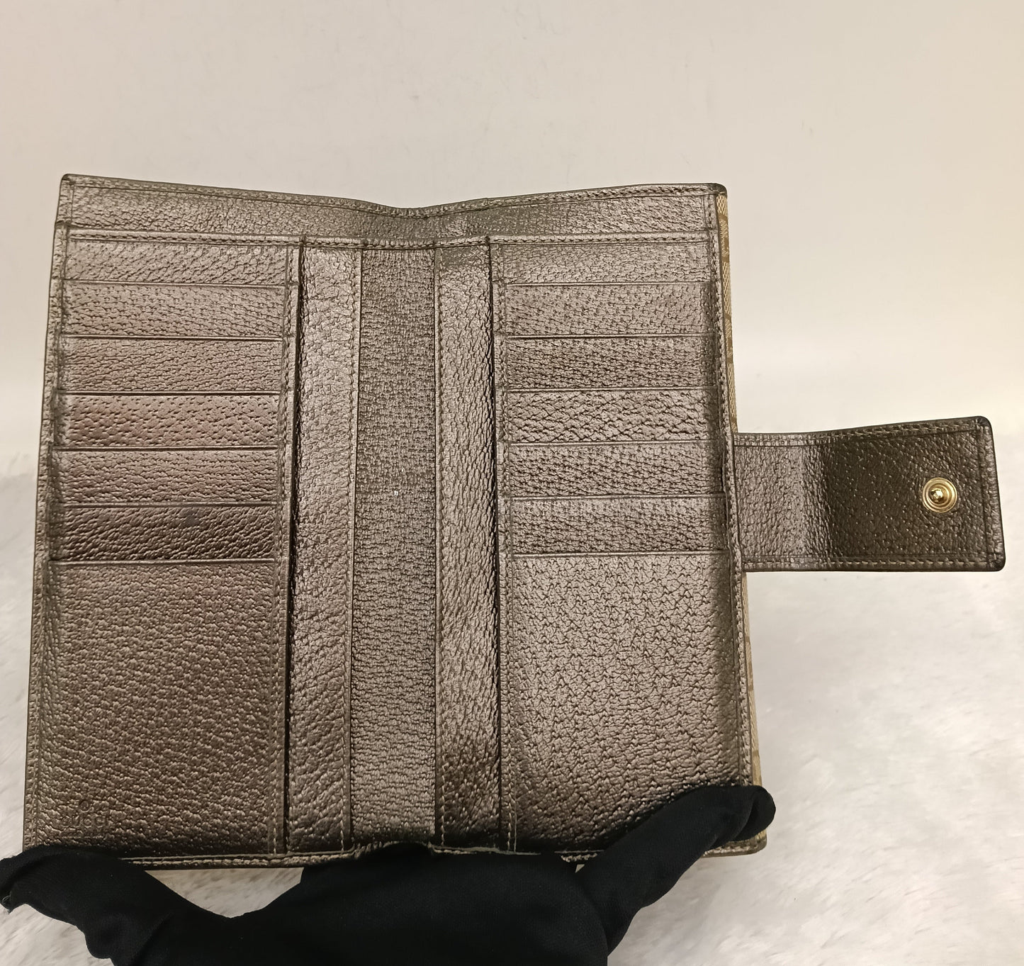 Gucci Wallet Continental D-Ring Canvas Beige Silver GHW 2007