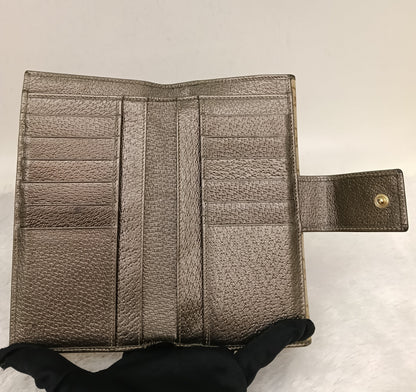Gucci Wallet Continental D-Ring Canvas Beige Silver GHW 2007