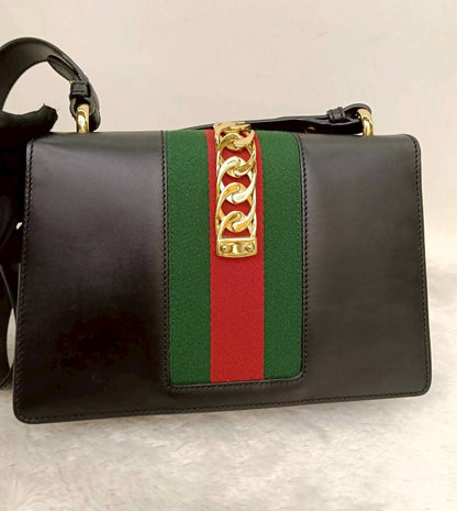 Gucci Sylvie Small Web Calfskin Black GHW