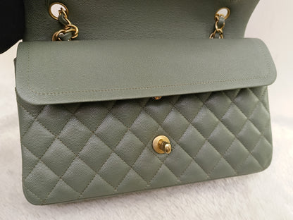 Chanel Medium Caviar Light Green GHW DF #25
