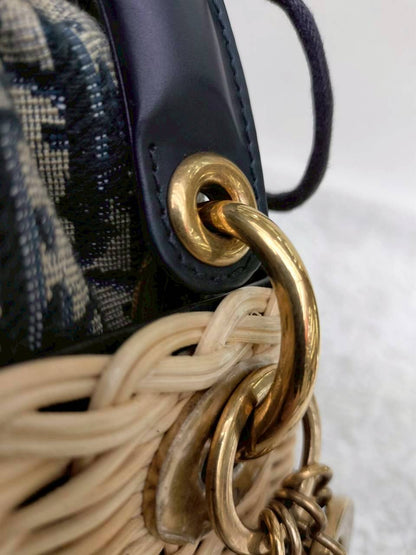 Lady Dior Mini Wicker Rattan Oblique Jacquard Blue Natural GHW 2022