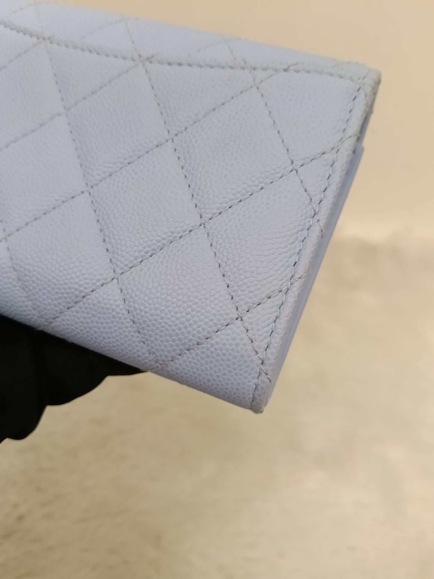 Chanel Trifold Wallet Caviar Light Blue LGHW (CHIP)