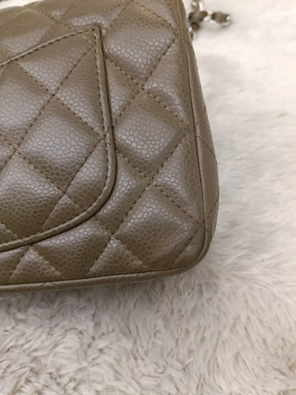 Chanel Mini Rectangular Caviar Khaki SHW SF #17