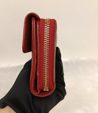 Gucci Bifold Wallet Zip Around Micro Guccissima Red GHW