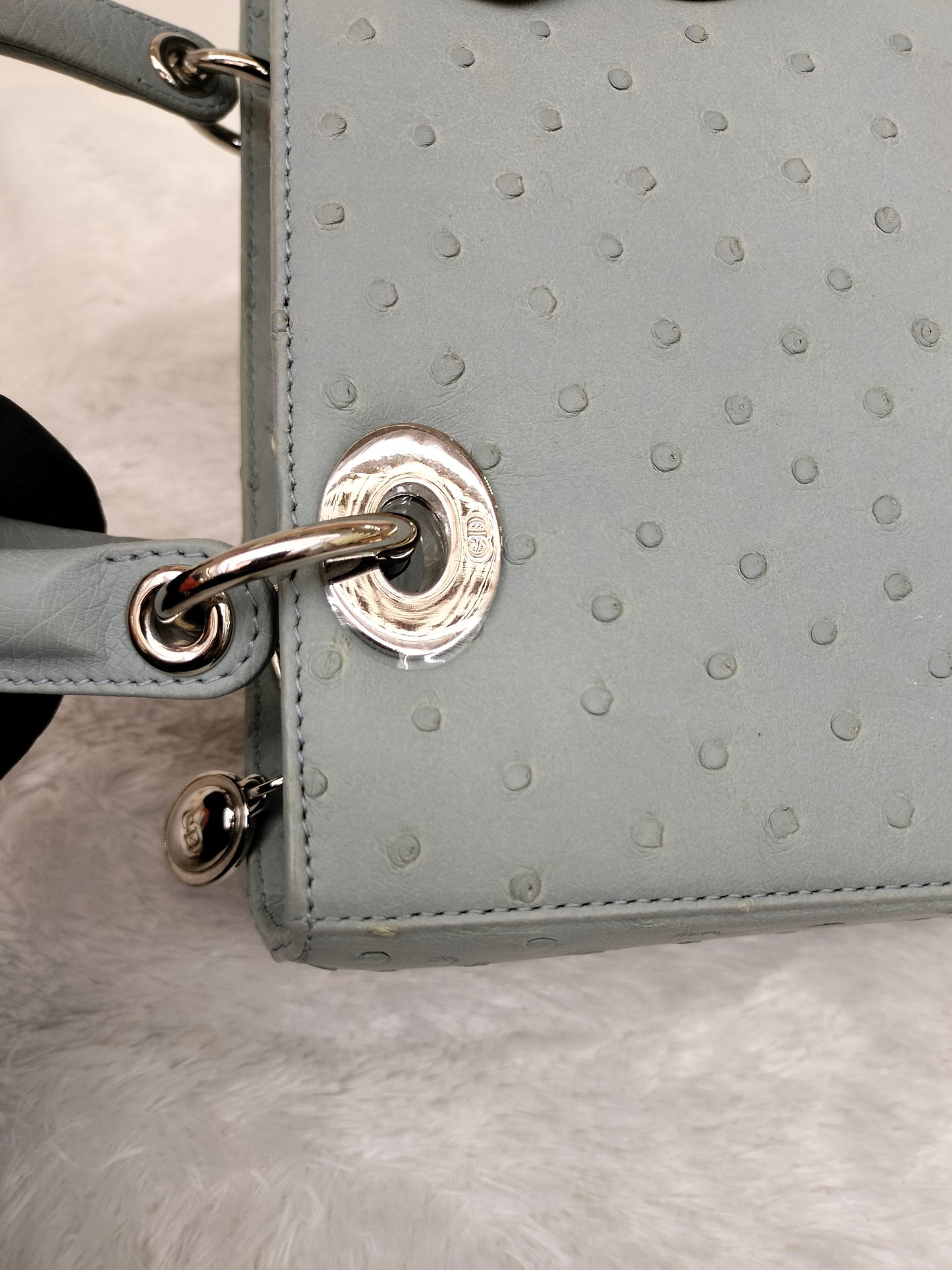 Lady Dior Medium Ostrich Baby Blue SHW 2017