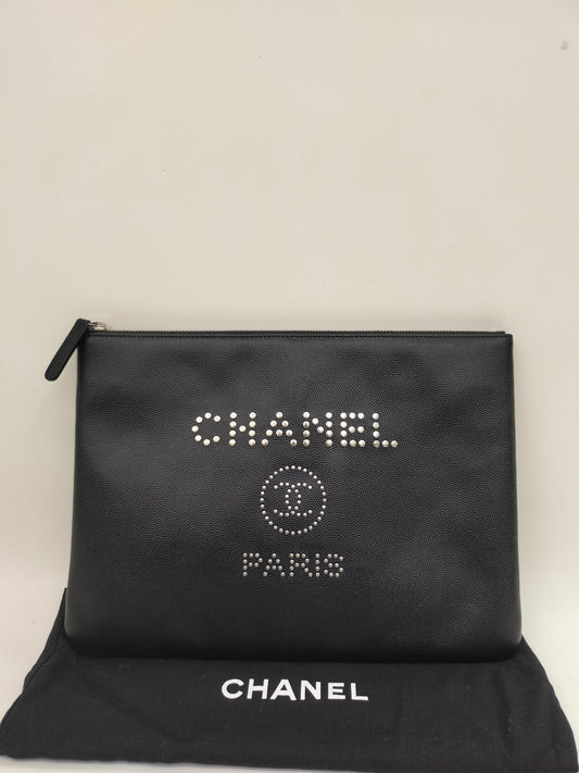 Chanel O'Case Deauville Medium Caviar Studded Black SHW #25