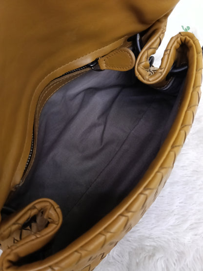 Bottega Veneta Nappa Intrecciato Flap Crossbody Camel RHW