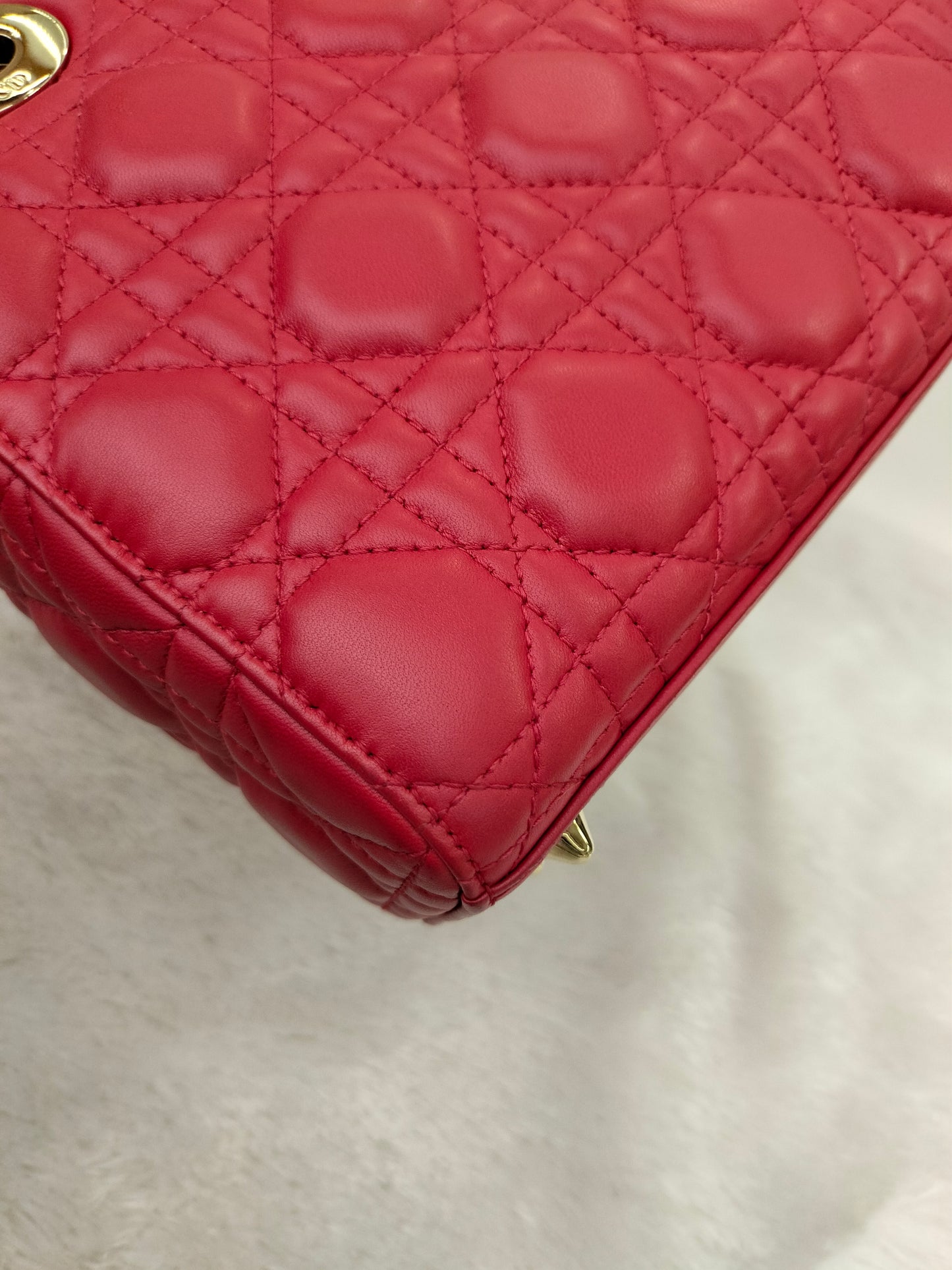 Lady Dior Small Lamb Red GHW 2016