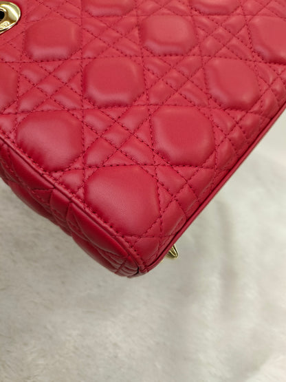 Lady Dior Small Lamb Red GHW 2016