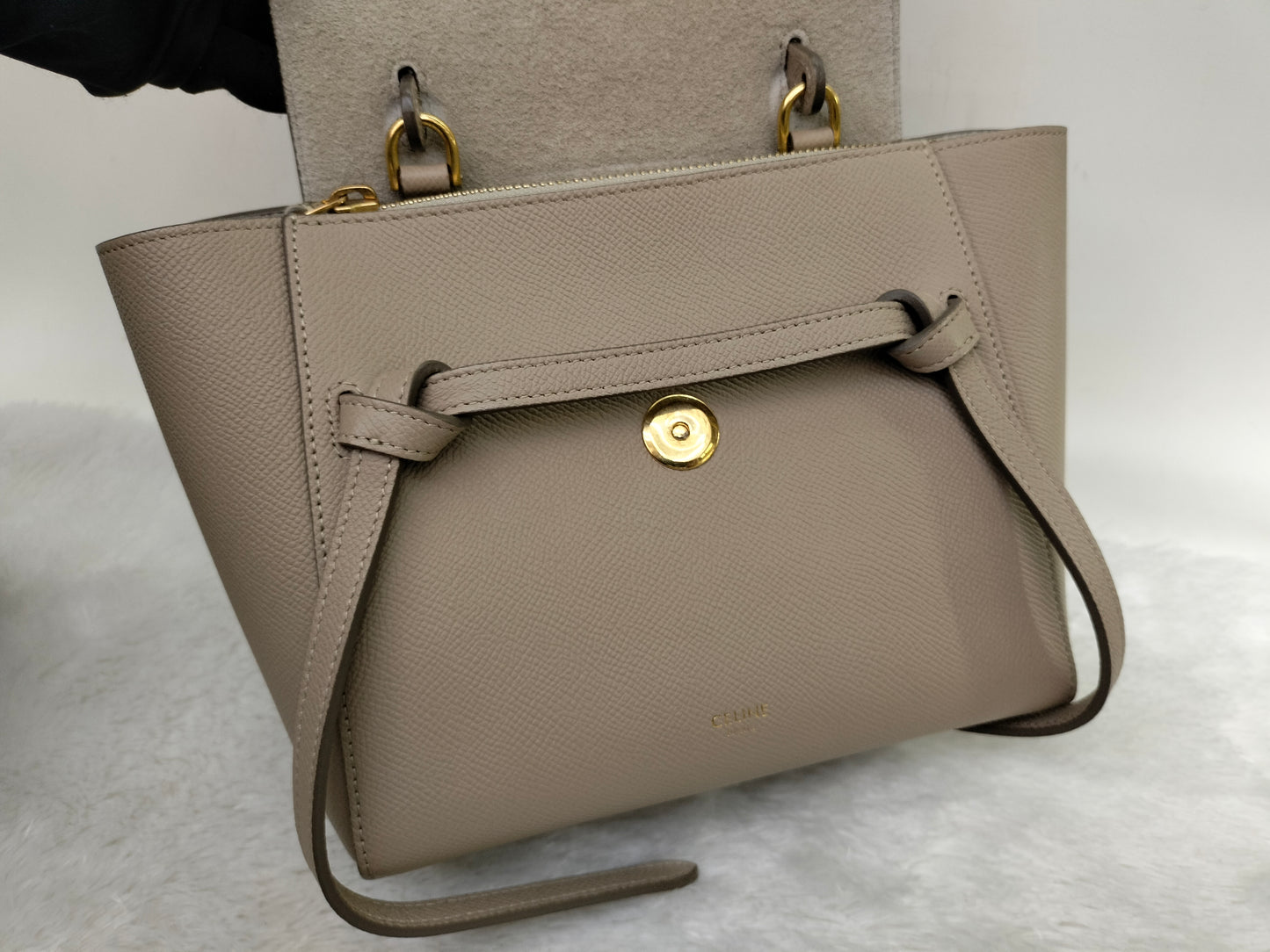 Celine Nano Belt Grained Taupe GHW 2019