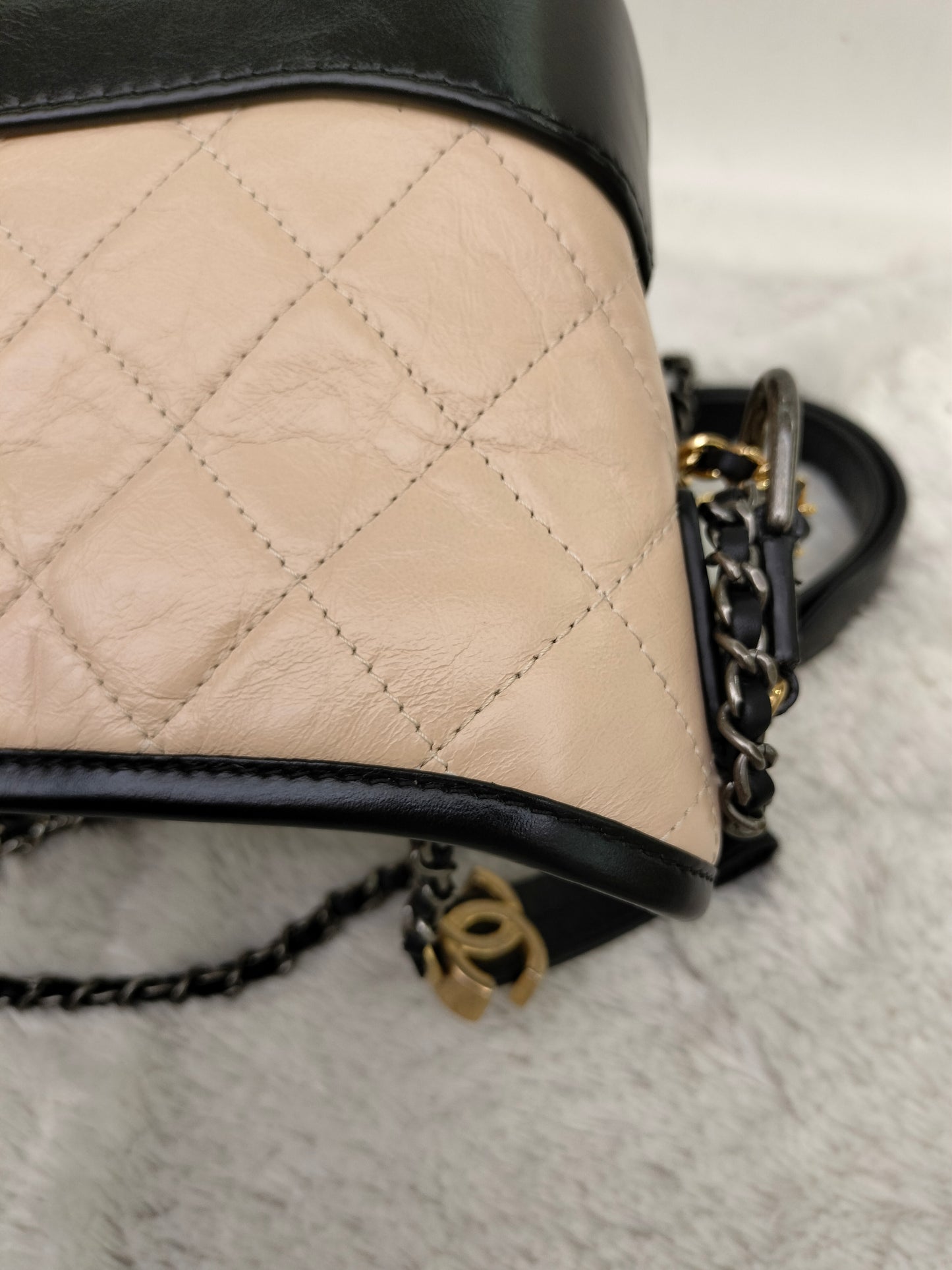 Chanel Gabrielle Small Calfskin Beige Black #26
