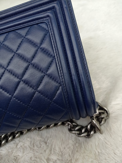 Chanel Boy 25 Lamb Navy Blue RHW #21