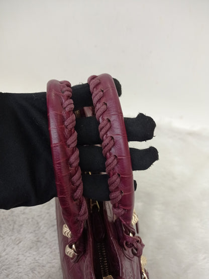 Balenciaga Mini City Giant Croco Burgundy GHW 2016