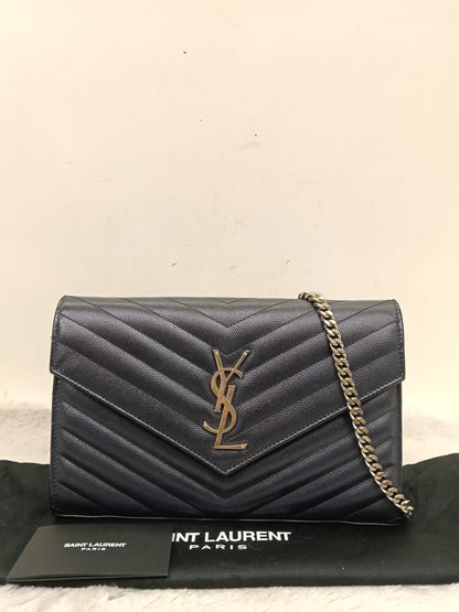 YsL WOC 22 Matelasse Monogramme Grained Navy SHW 2018