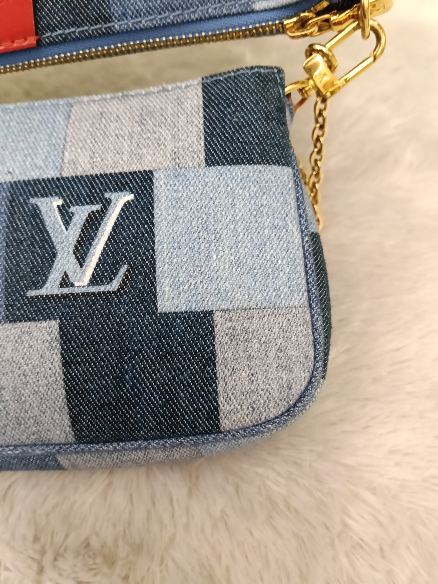 LV Multi Pochette Accessories Monogram Denim Blue Rouge 2019