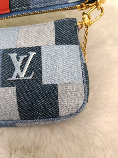 LV Multi Pochette Accessories Monogram Denim Blue Rouge 2019