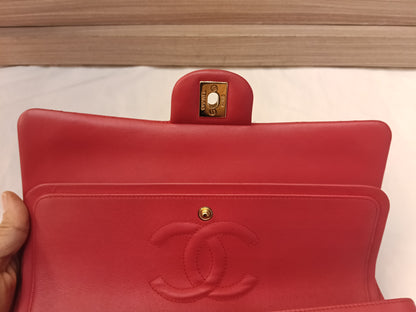 Chanel Medium Lamb Red GHW DF #22