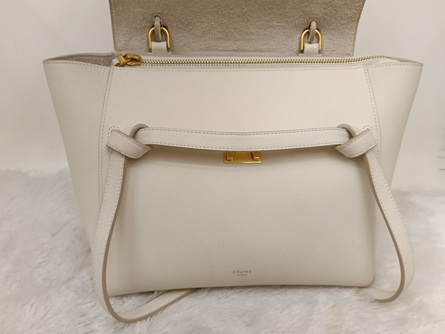 Celine Micro Belt Grained White GHW 2017