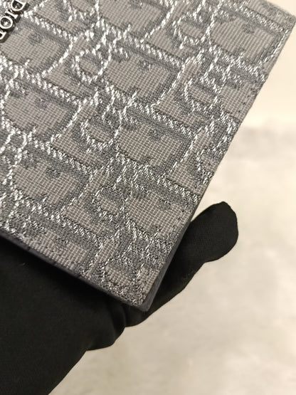 Dior Bifold Wallet Oblique Jacquard Ruthenium Grey Silver