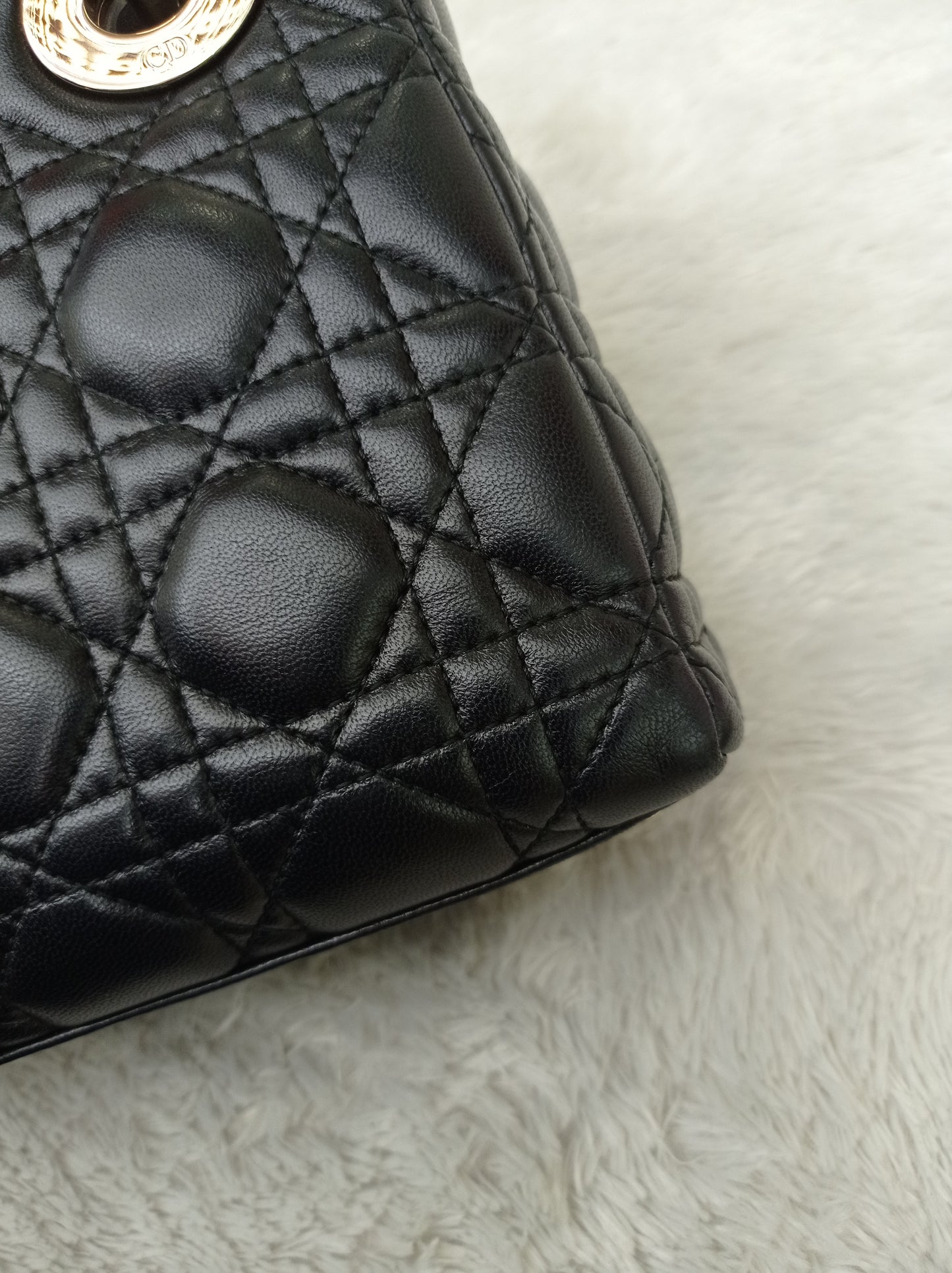 Lady Dior Mini Lamb Pearl Embellished Black GHW 2010