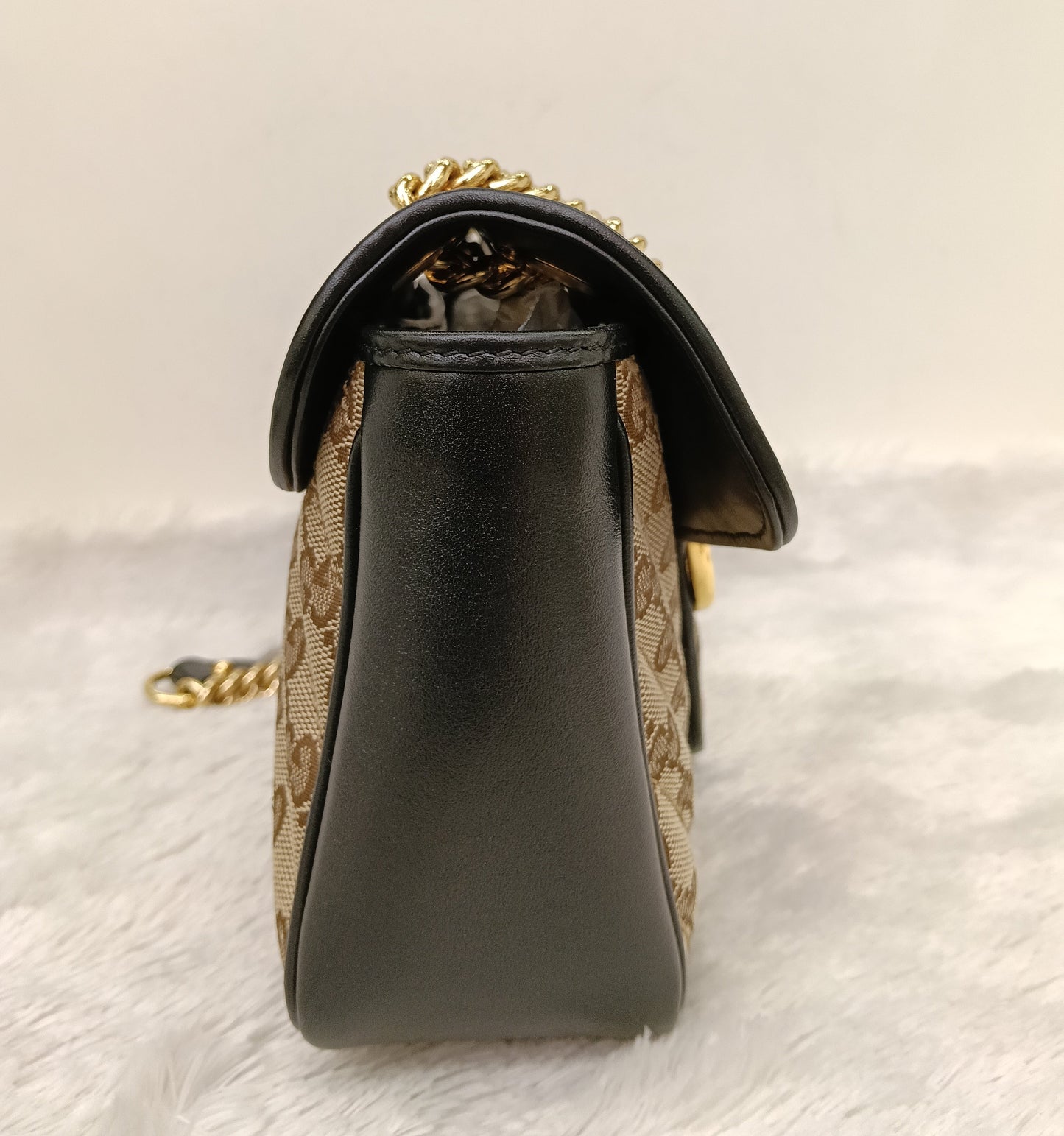 Gucci Marmont Small Canvas Beige Black GHW