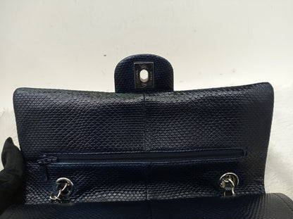 Chanel Medium Karung Snake Skin Navy SHW DF #14
